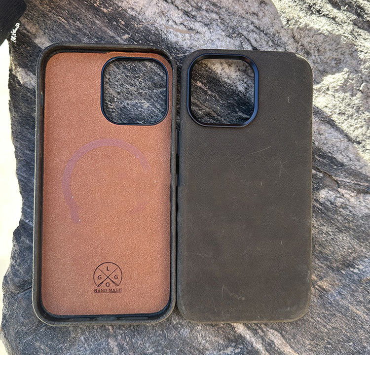Top- Genuine Crazy Horse Leather Case for Apple iPhone 13/14/15 Compatible For Iphone