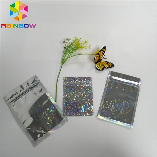 Glitter Flash Star Hologram Mylar k Bags Glossy Three Side Seal Facial Mask