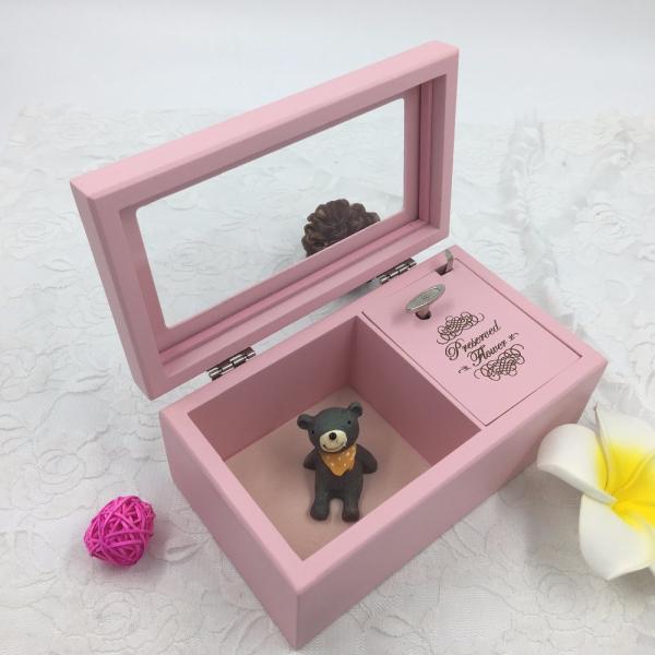 Romantic Lovely Wooden Musical Jewellery Box , Pink Wooden Jewelry Box With Lock