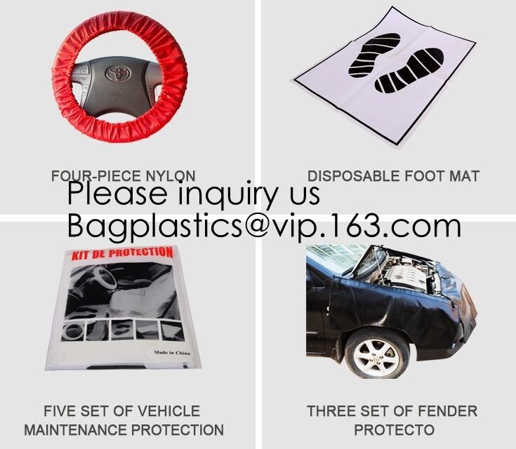 Disposable Car Interior Protection Set, seat, hand brake, gear stick, steering wheel protective, car foot mat