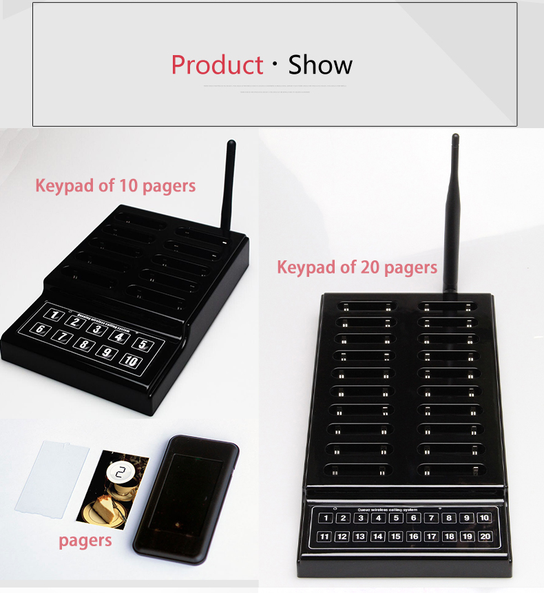 433.92MHZ long range Wireless coaster pager system with 10 pagers for restaurant,cafe,bar and so on
