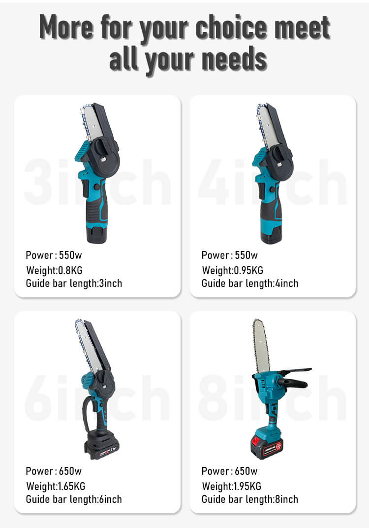 Professional Handheld 3inch Electric Chainsaw Cordless Brushless Lithium Battery