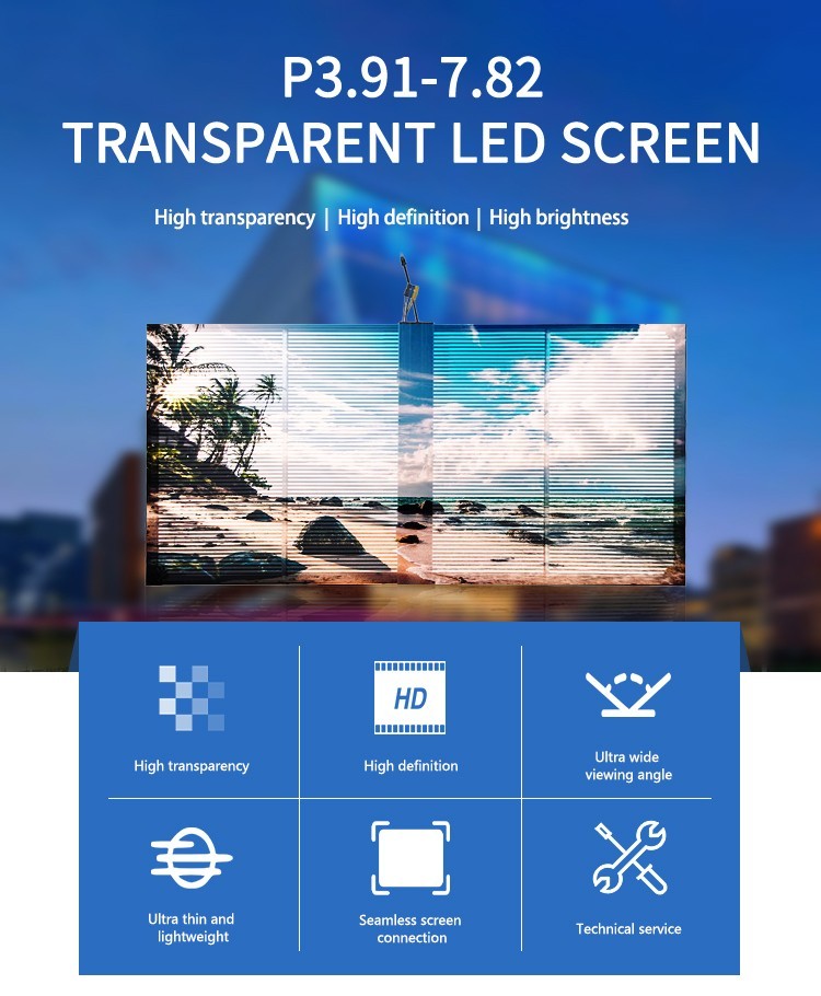 High Brightness Transparent LED Panel Display For Glass Window Invisible Video Screen