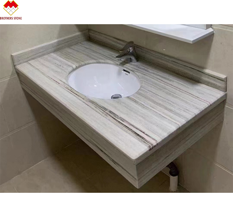 Wooden Veins White Marble Staircase LED Customized Size Step Tiles for Straight Stair