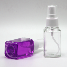 Clear Hand Sanitizer Leak Proof Bottles with 30ml Capacity and Fine Mist Spray Square
