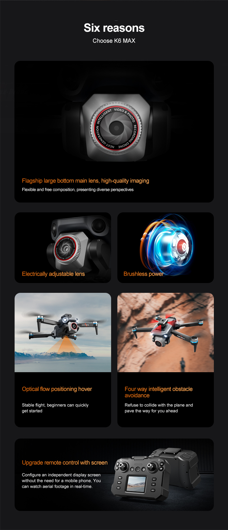 Plastic K6 Max Drone Wifi Foldable Remote Control Helicopter Rc Dron Toy Gifts with Other Maximum Flight Time