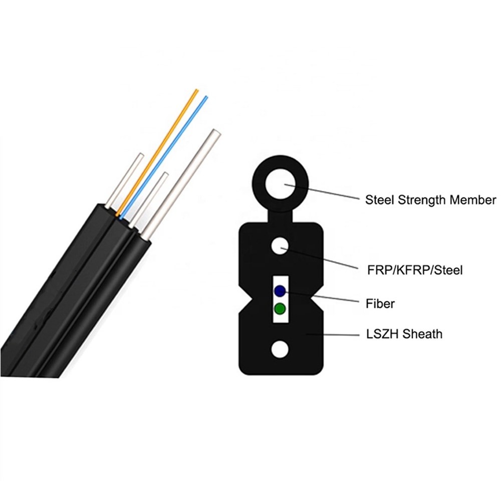 LSZH Sheath Lead In GJYXCH 2 Core Communication G.657A FTTH Fiber Drop Cable