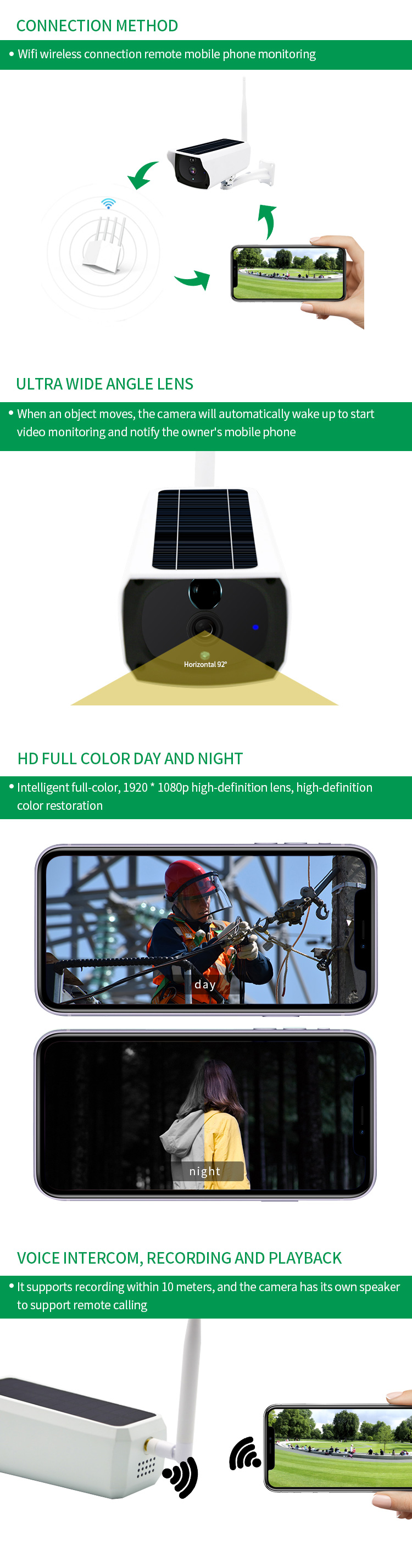 Smart Wireless Night Vision Hd Waterproof Wifi Solar Cctv Camera