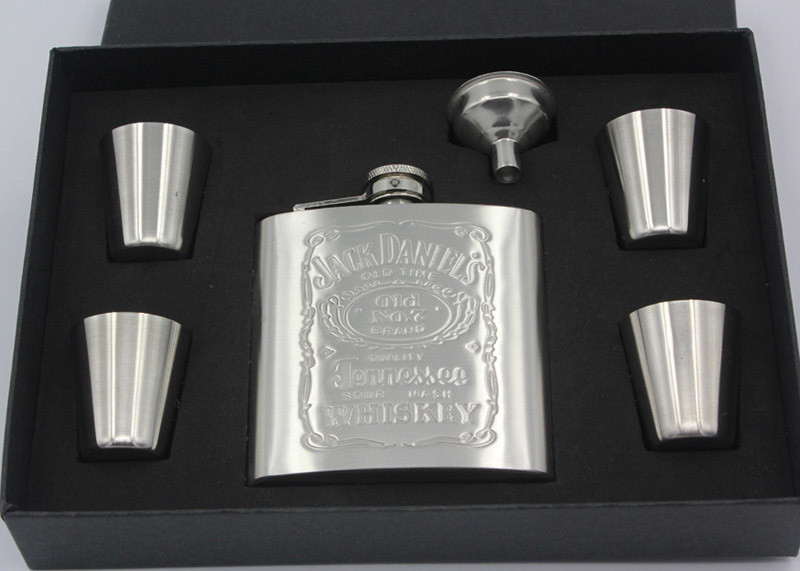 Pretty Kitchen Household Items 4 Cups 1 Funnel 6 Oz Metal Hip Flask