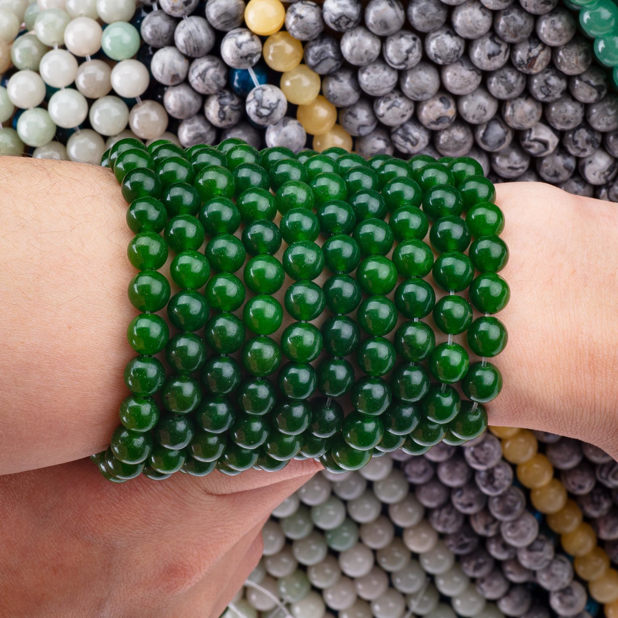 Green Jade Loose Bulk Round Bead Custom Multi-Size Bead For Jewelry Making