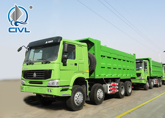 Heavy Load Dump Truck 8X4 With 420 HP Engine 60 Tons Green Color dump truck