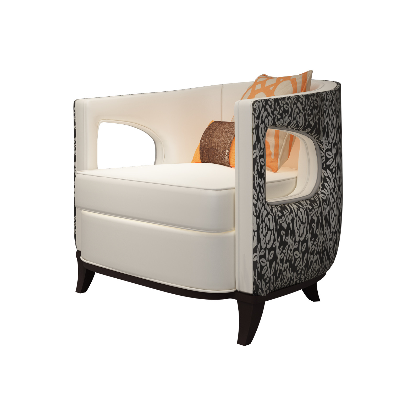 Fashion luxury design of Hotel Lobby furniture reception sofa set made by Leather cushion in Glossy painting legs