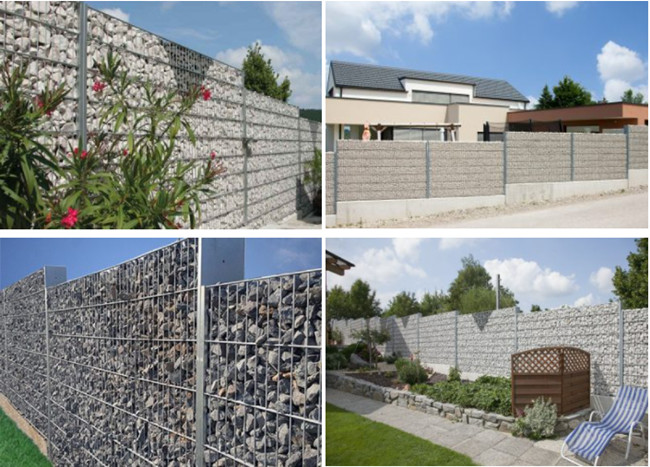 75x75mm 4mm Diameter Welded Gabion Mesh 30cm Fence Filled With Rocks