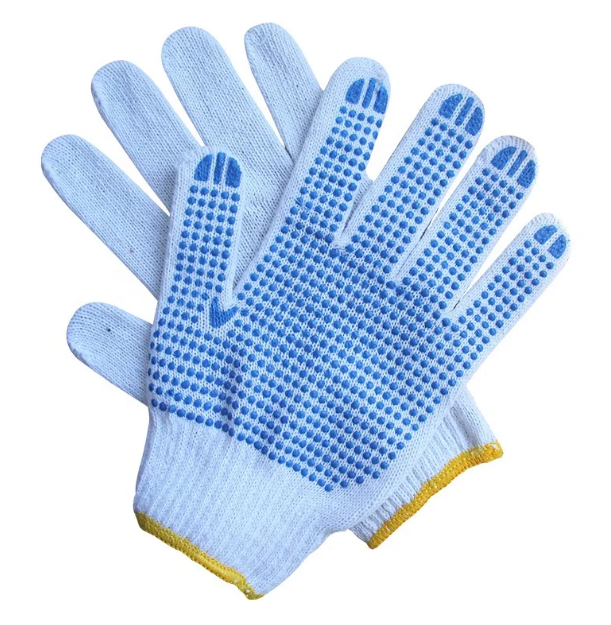C078D2-N T/C Double Side PVC Dotted Cotton Work Gloves for Safety Anti-Slip Function
