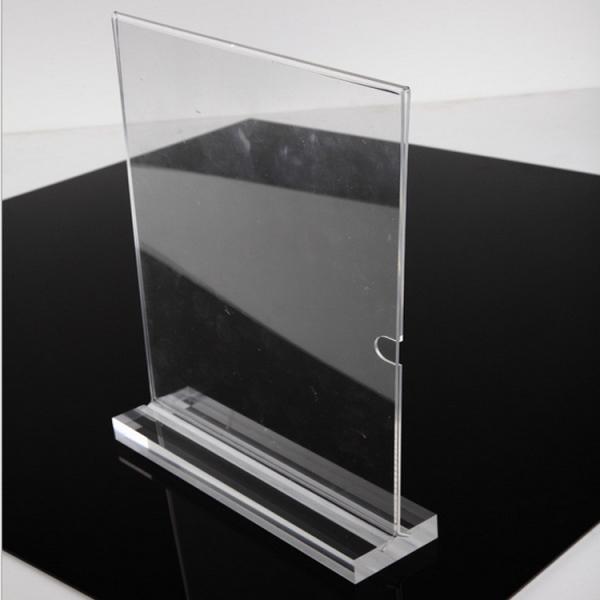 Fashion Vertical A4 Size Clear Acrylic Stand Up Sign Holder Portrait Removable