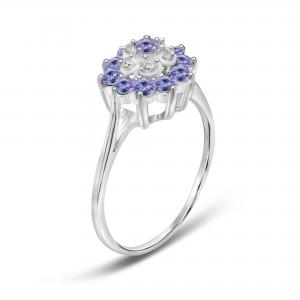 China Branch Flower Design Jewelers Club Tanzanite Ring  Sterling Silver Ring Jewelry with White CZ Accent on sale