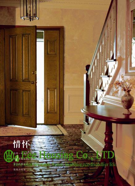3 feet width Wood Color Superior durability fiberglass SMC door For Villas