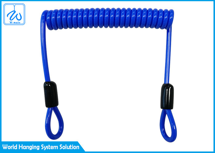 Coil Lanyard Nylon Coated Wire Rope Safety Lanyard For Fall Protection