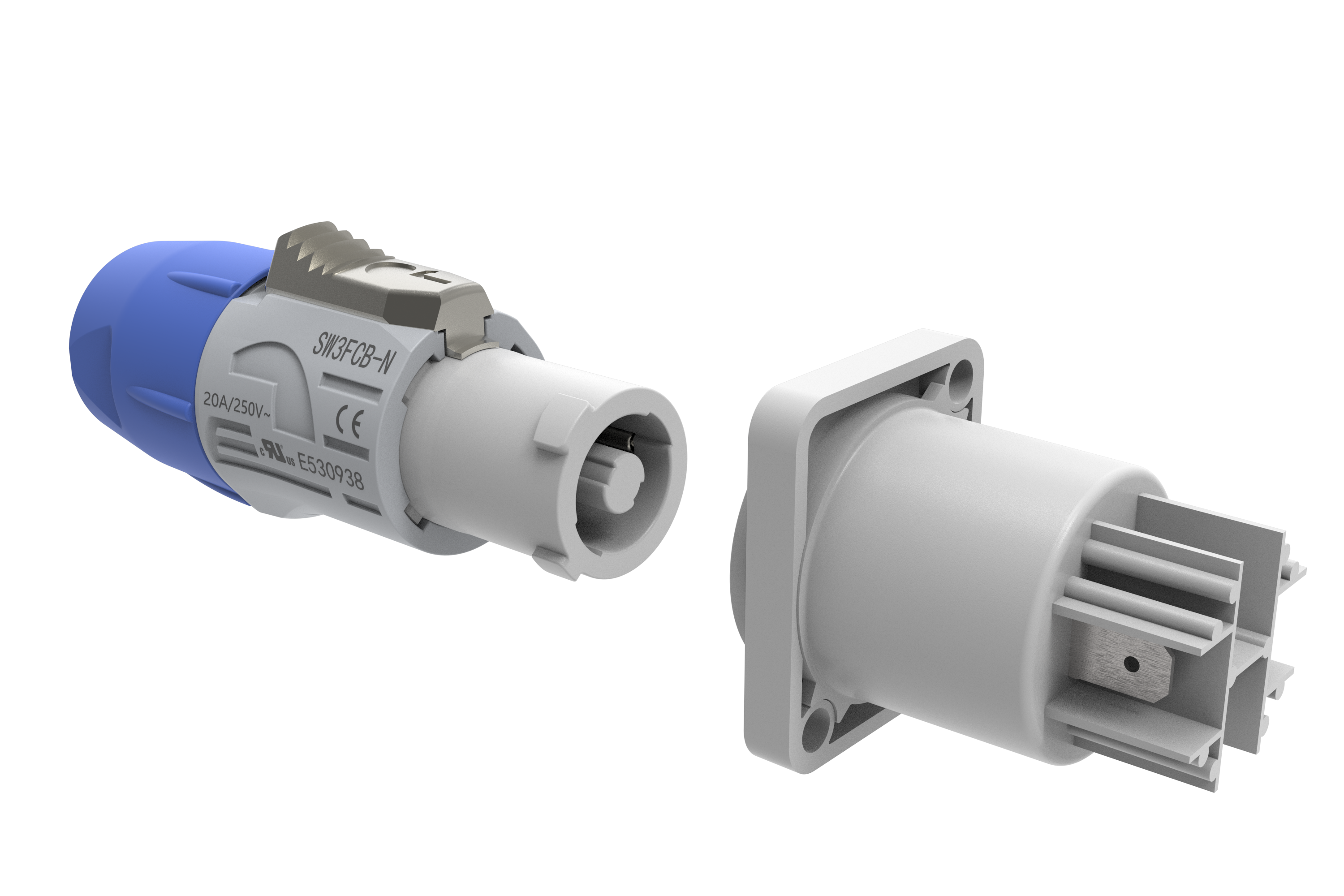 3 Pin Circular Power Connector Electrical Powercon Male PA6 Material