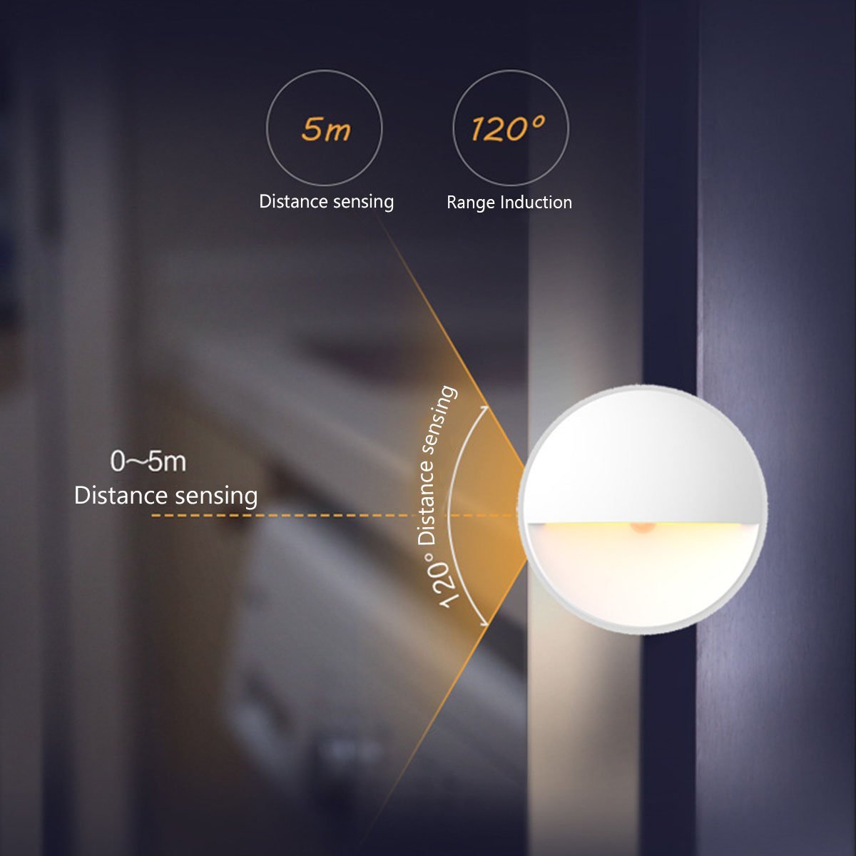 Indoor Motion Sensor LED White Night Light ,Stick Anywhere Wireless Battery Operated Dusk to Dawn Automatic Activated