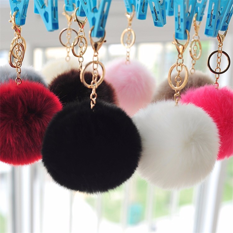 New fancy Rabbit fur ball /pom pom ball key chain / Small pom pom key chain / Animal pom pon