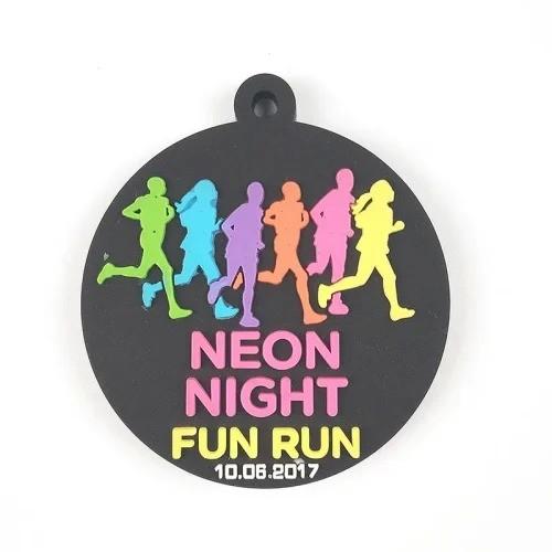 Eco friendly Personalized Medal / Black PVC Rubber Medals 3D Medal for Neon