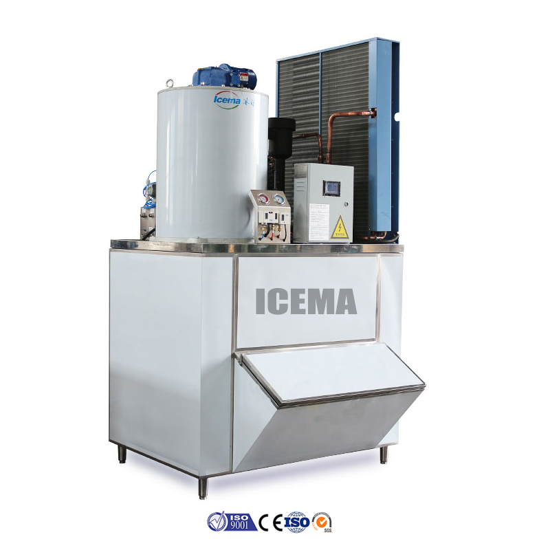 Commercial ICEMA 1T Industrial Flake Ice Machine with 2.1kw Refrigerating Capacity