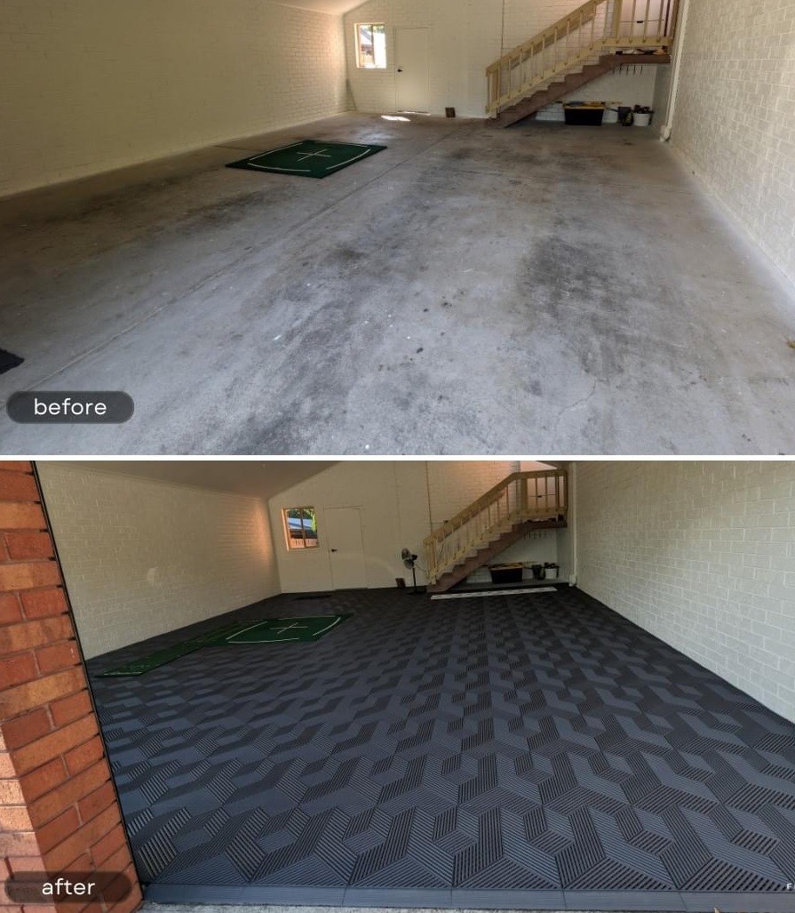 Blue Flexible Garage Floor Tiles 3D Interlocking Garage Floor Mats