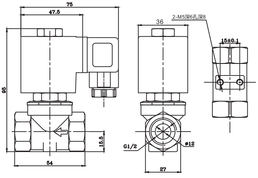 Assisted Lift Diaphragm Brass Solenoid Valve 1/4'' 3/8'' 1/2'' 24V 220V