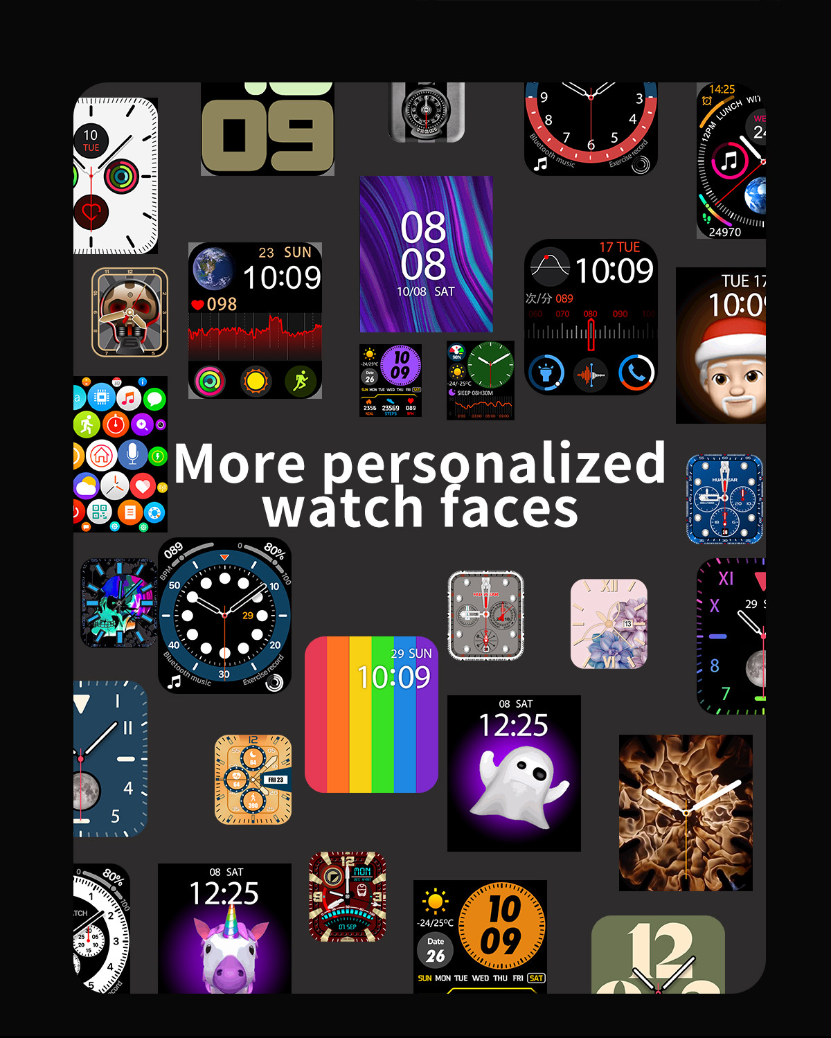 AW9 Smart watch Anti Lost Square Shape Music Control heart rate Custom Wallpaper