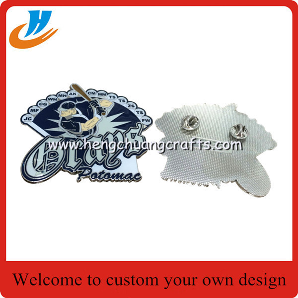 Sports badge,baseball metal badge print or soft enamel process with epoxy