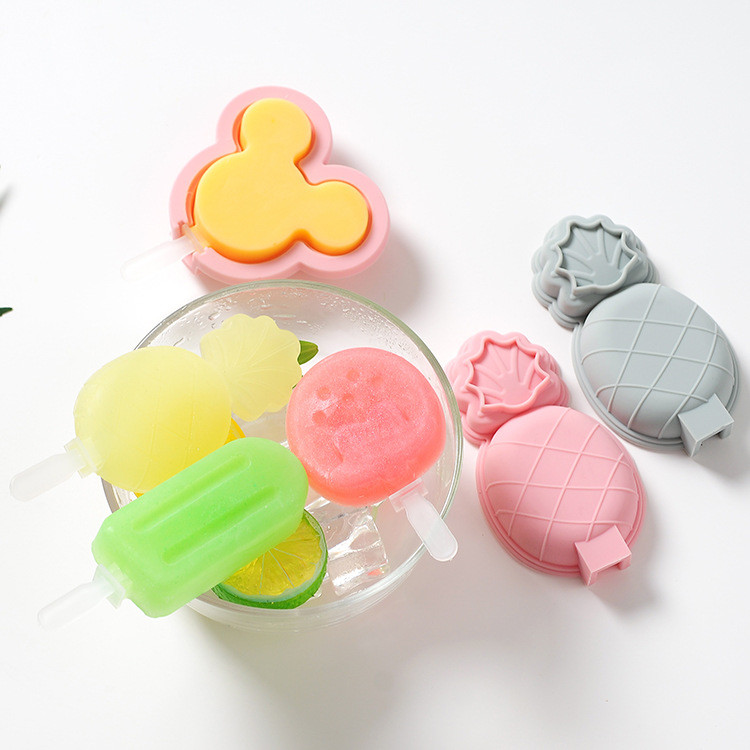 Silicone Popsicle Molds, Cute Ice Pop Molds Reusable Cake Pop Mold Set With Lid Popsicle Sticks, Easy Release BPA Free Cartoon Ice Cream Mold For Kids