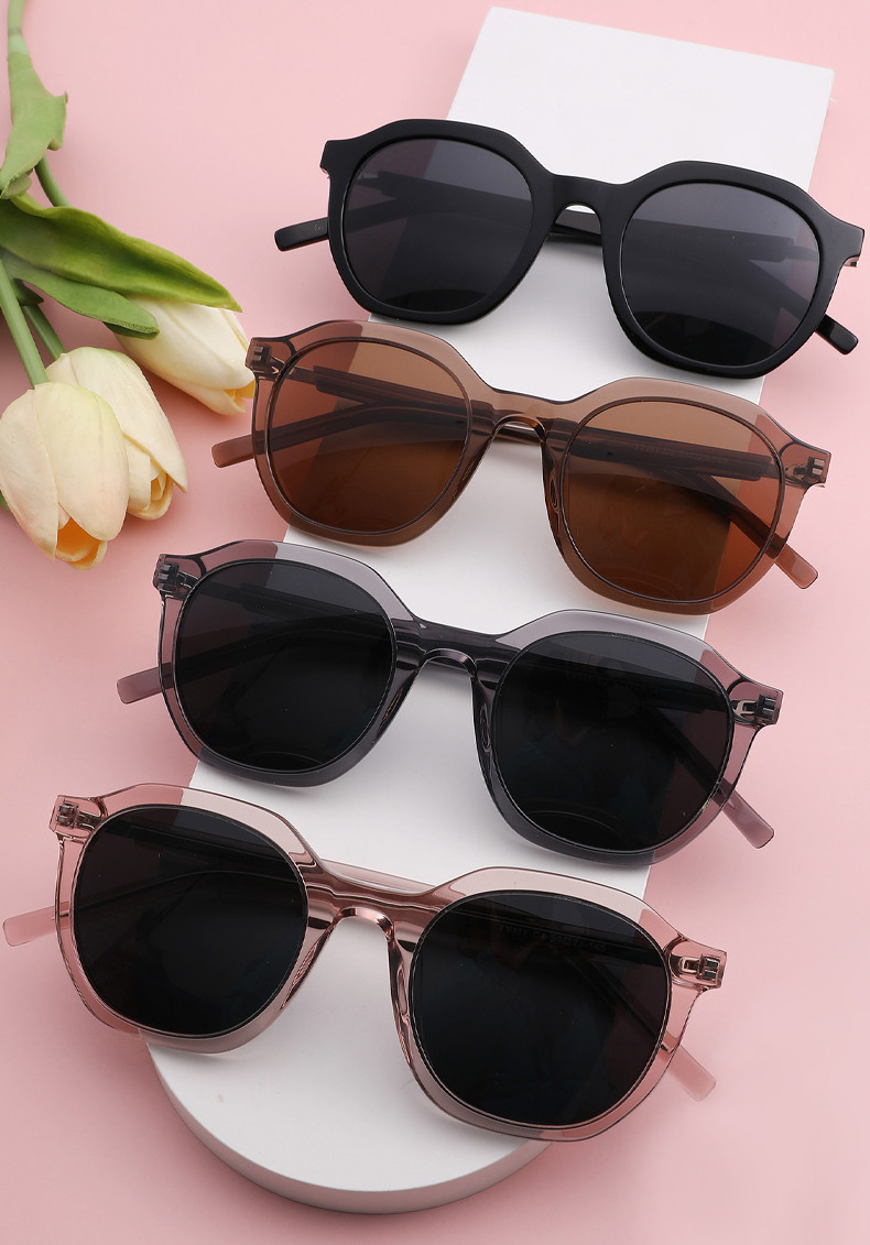 Round Acetate Material Sunglasses , Women UV400 Light Weight Sunglasses