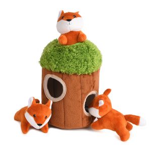 New Design Pet Puzzle Squeaky Soft Plush Chew Hide and Seek Dog Toy Set