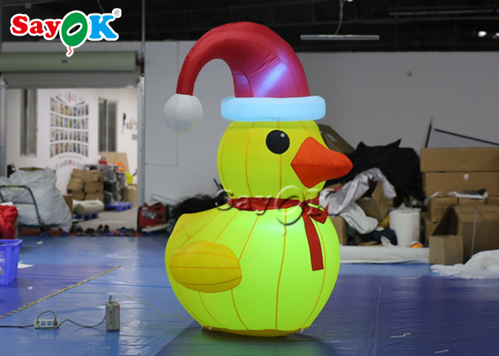Oxford Cloth Outdoor Decoration 2m Inflatable Christmas Duck With Hat