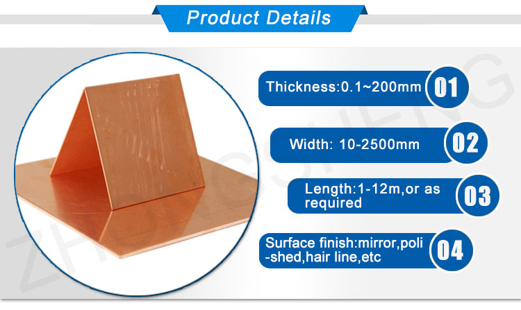 8 x 4 Feet 5mm Copper Sheet Non-Alloy Plate with Top Selling ASTM B171 C70600