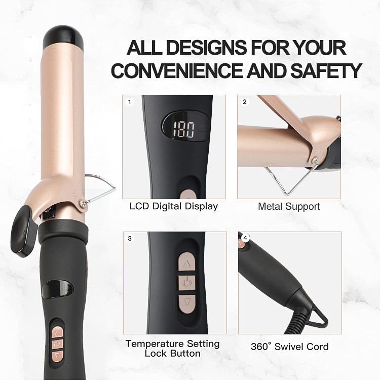 LCD Digital Dyson Corrale Curler 360 Degree Rotating With Ceramic Coating Barrel