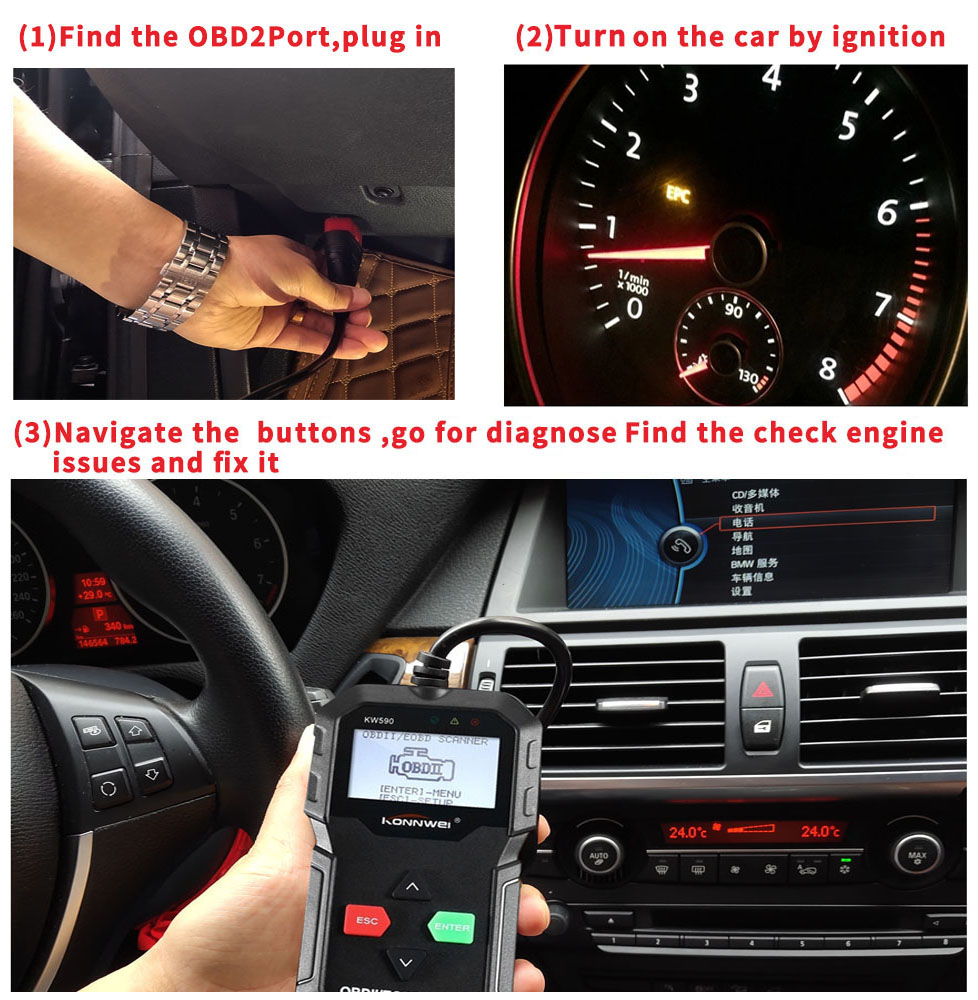 16 Pin Black Computer Car Diagnostic Scanner Obd2 Auto Diagnostic Tool