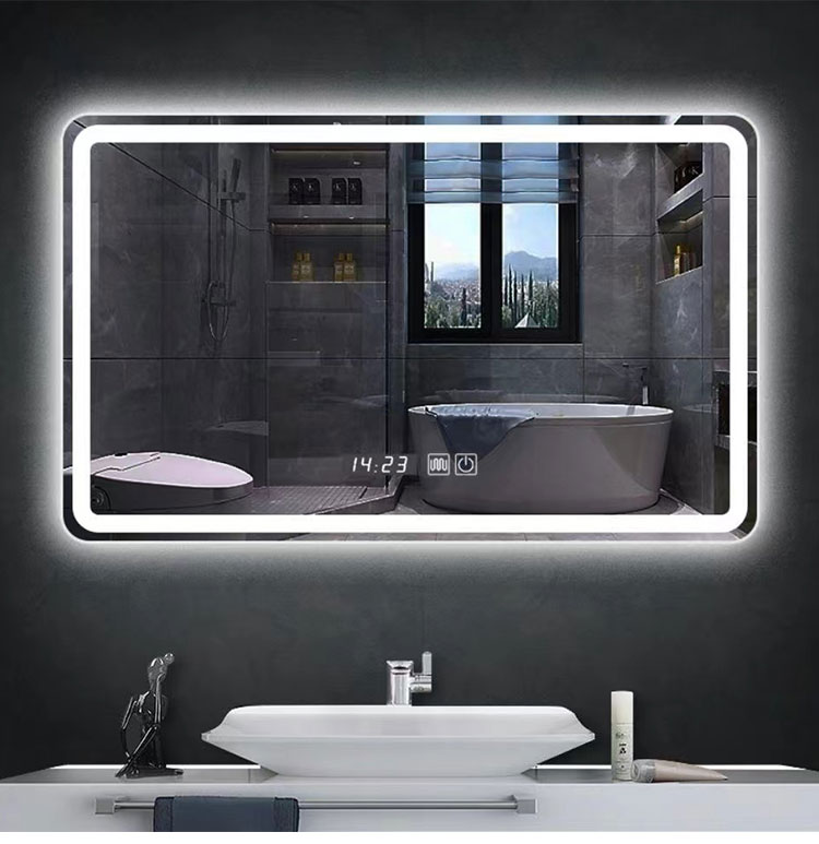 Hotel Home Bathroom Decoration Large Oval Bath Mirrors with Touch Screen and LED Lights