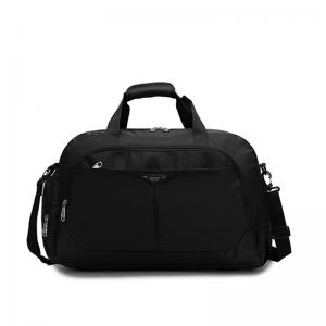 China Water Resistant Black Nylon Duffle Bag With Zipper Closure Adjustable Strap on sale