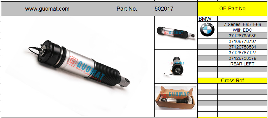 Natural Rubber BMW Air Suspension Parts Air Spring Strut Rear Left 37126785535