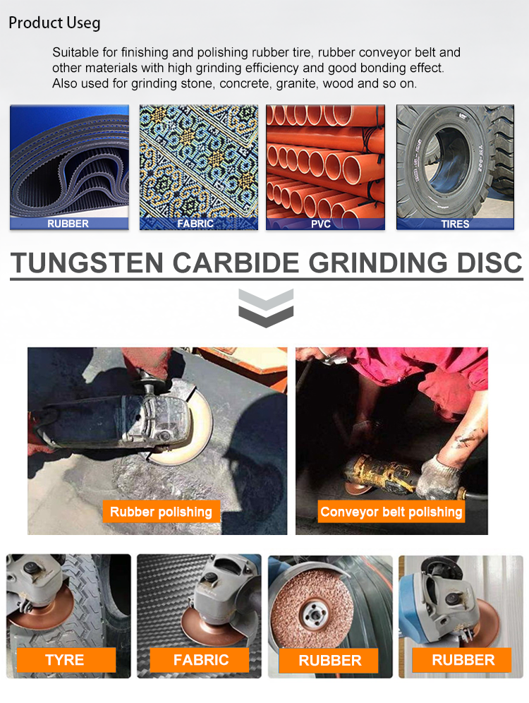 Gold Buffing Tungsten Carbide Grinding Disc For Roughing Rubber And Fabric