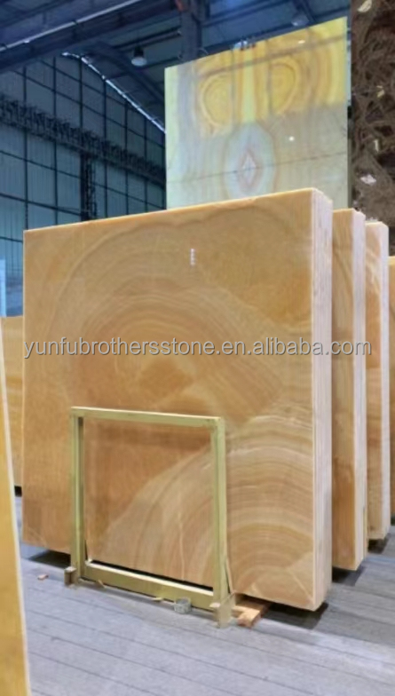 Surface Finishing Polished Design Backlit Orange Jade Stone for Basin and Dining Table