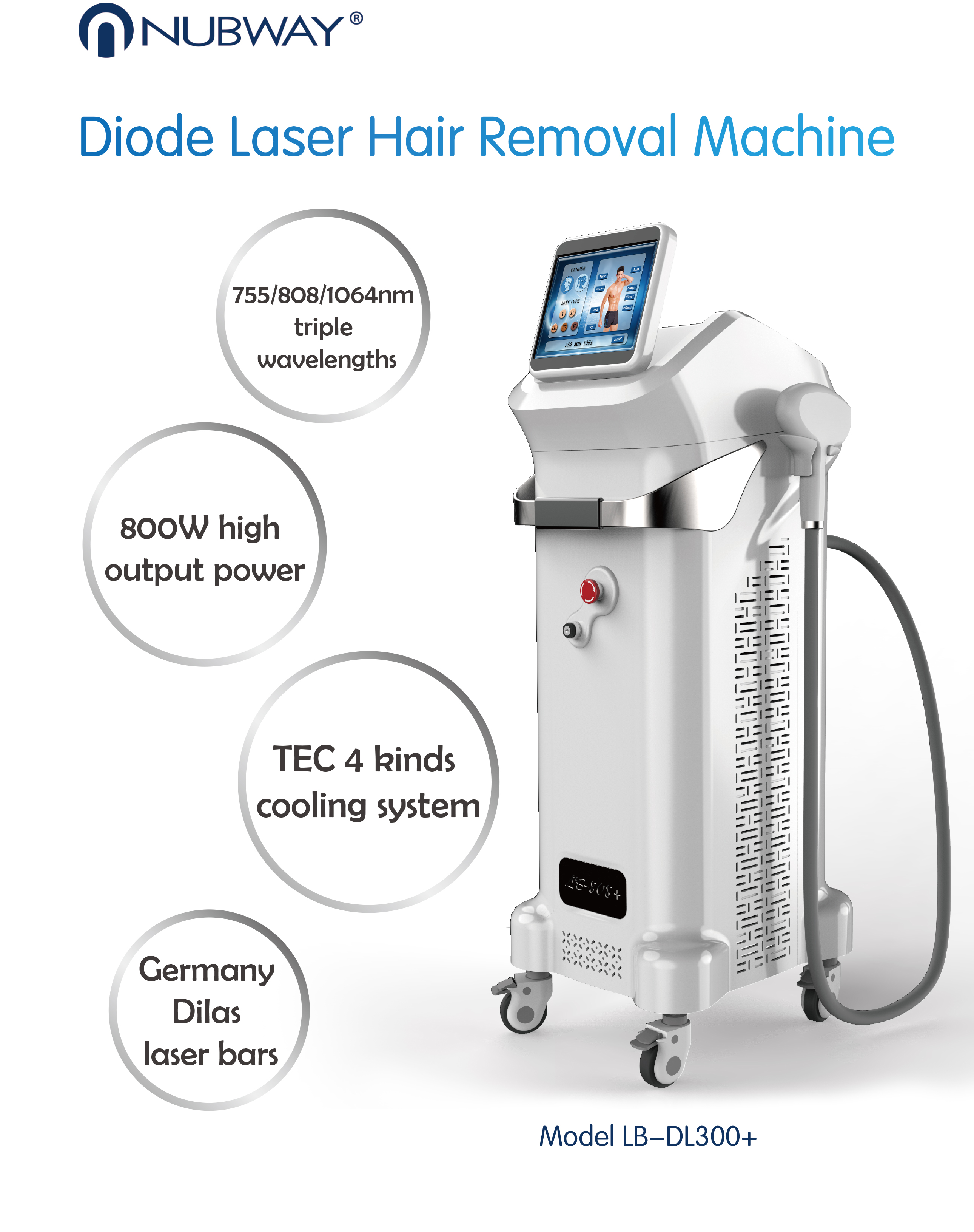 800W Germany laser bars Medical CE approved alexandrite laser hair removal