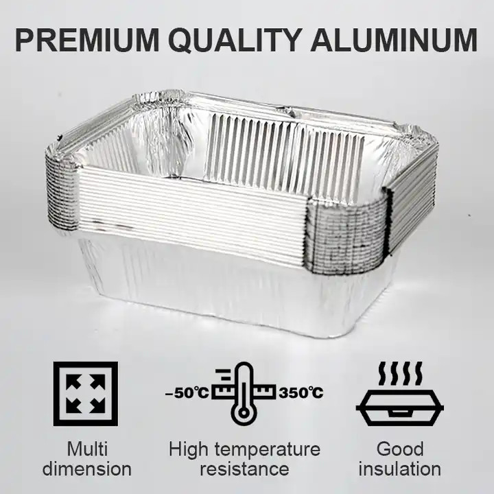 1LB Aluminium Foil Oblong Lunch Box Take - Out Pan For Versatile Food Container
