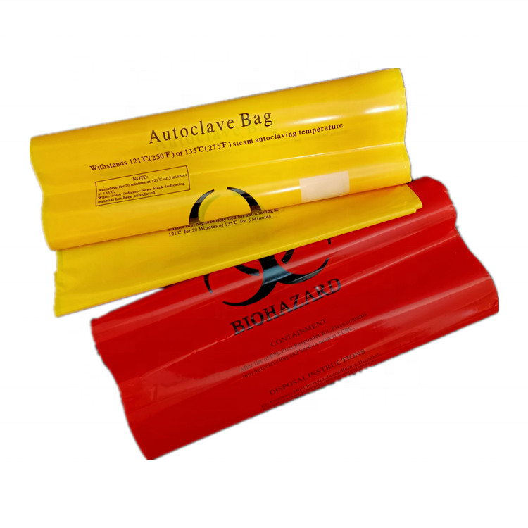 HDPE LDPE PP Lab Medical Waste Bag Red Biohazard Bags Autoclavable