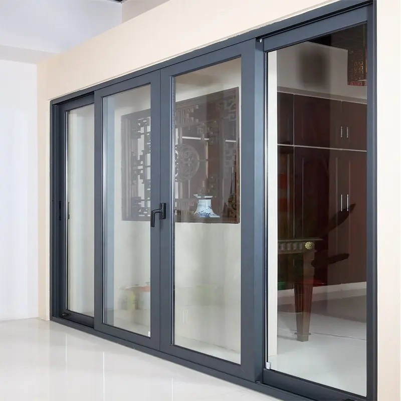 Customized Modern Home Hotel Villa Interior Living Room Patio Sun Proof Aluminum Glass Sliding Door