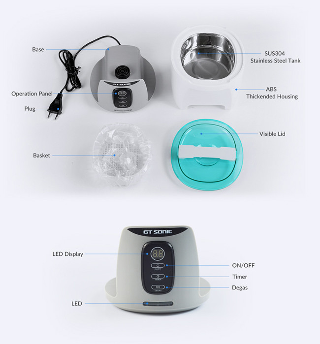 750ml Volume Industrial Ultrasonic Parts Cleaner Sterilizer Machine 0-8 Min Timer