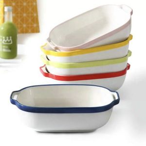 Microwave Safe Stoneware Ceramic Bakeware Sets Eco Friendly With Handle