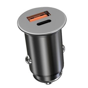 China Metal Mini PD QC3.0 Car Charger Dual Port Usb C OEM/ODM 48W With Light Charger on sale